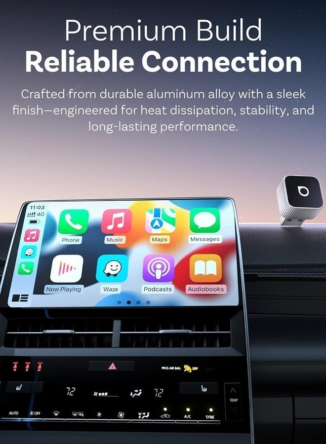 Ottocast Ultra Mini Wireless CarPlay & Android Auto Adapter 2026 Dongle Wireless 2 in 1 AI Smart Car Play Intelligent Systems With CarPlay USB Dongle Plug & Play, Fast Auto-Reconnect Bluetooth 5.3 Wifi Auto Connect - Image 3